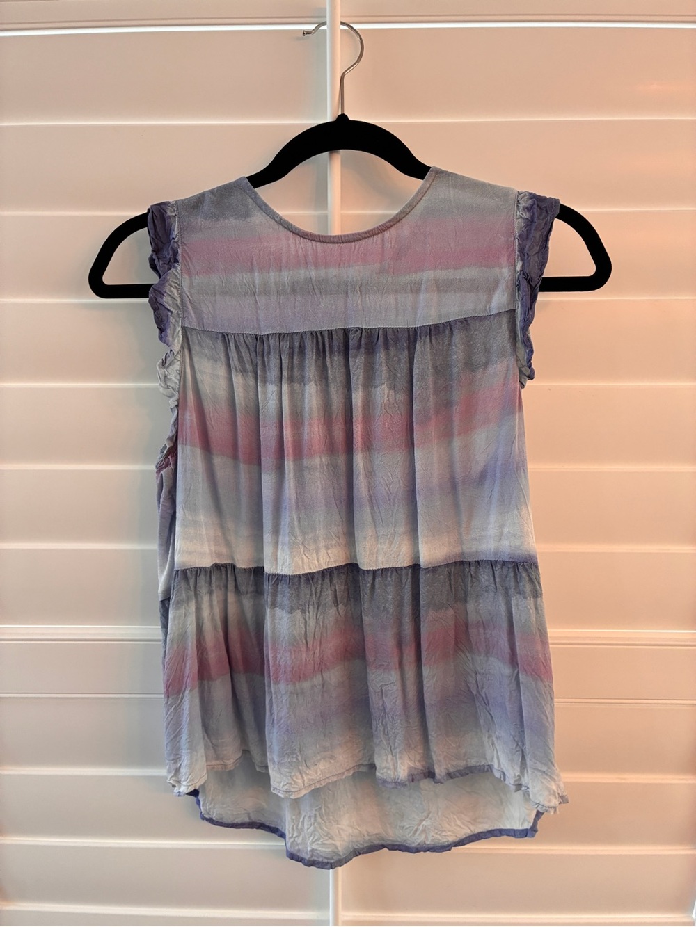 Cloth & Stone Anthropologie Lightweight Pastel Tie-Dye Ruffle Sleeve Tank Top